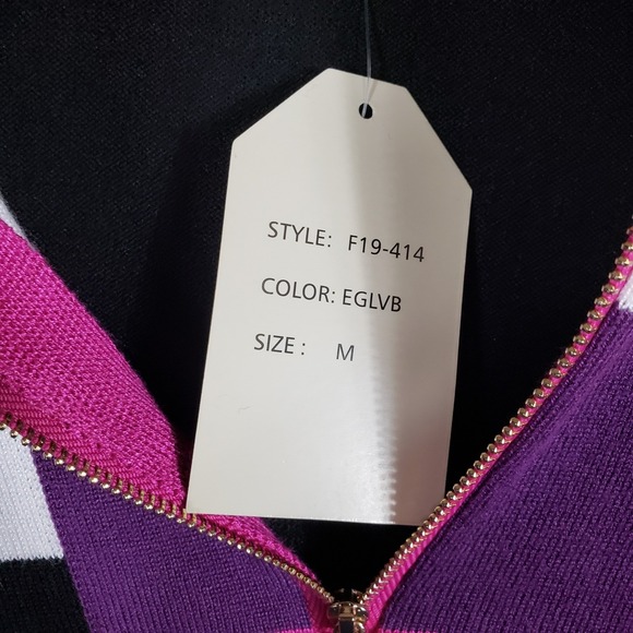 Carol Rose Women's Mock Neck Sweater Size M Colorblock‎ 1/4 Zip 3/4 Sleeve NWT - Picture 4 of 9